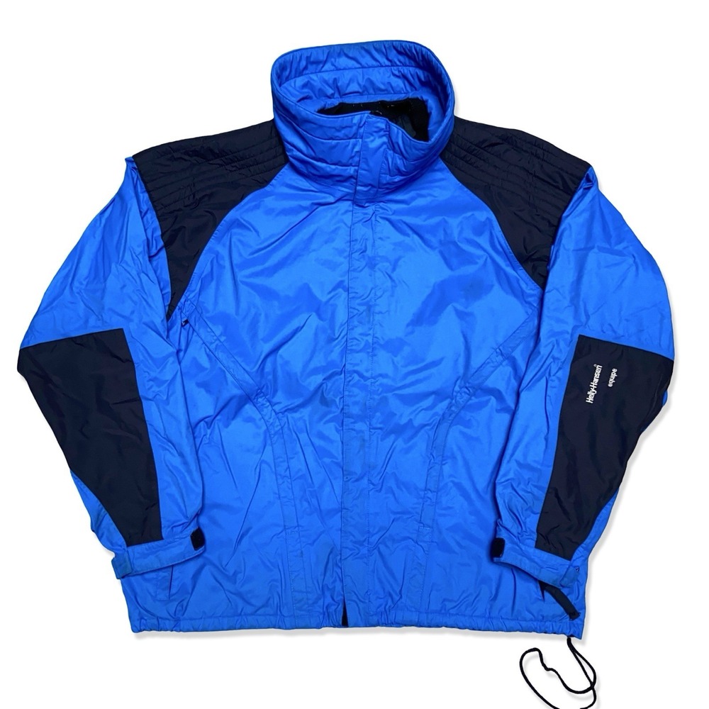Vintage Helly Hansen Equipe Jacket Mens XL Blue Black Colorblock 90s Taiwan ROC